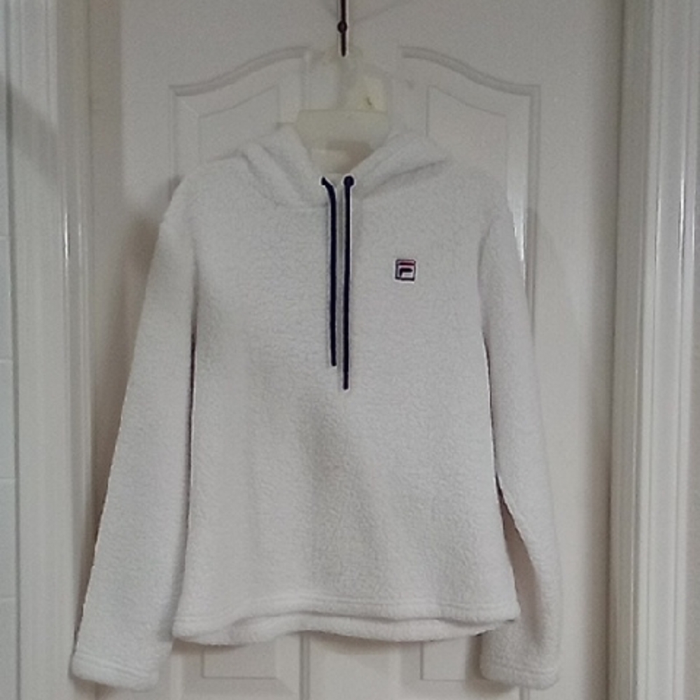 Fila White Sherpa Hoodie